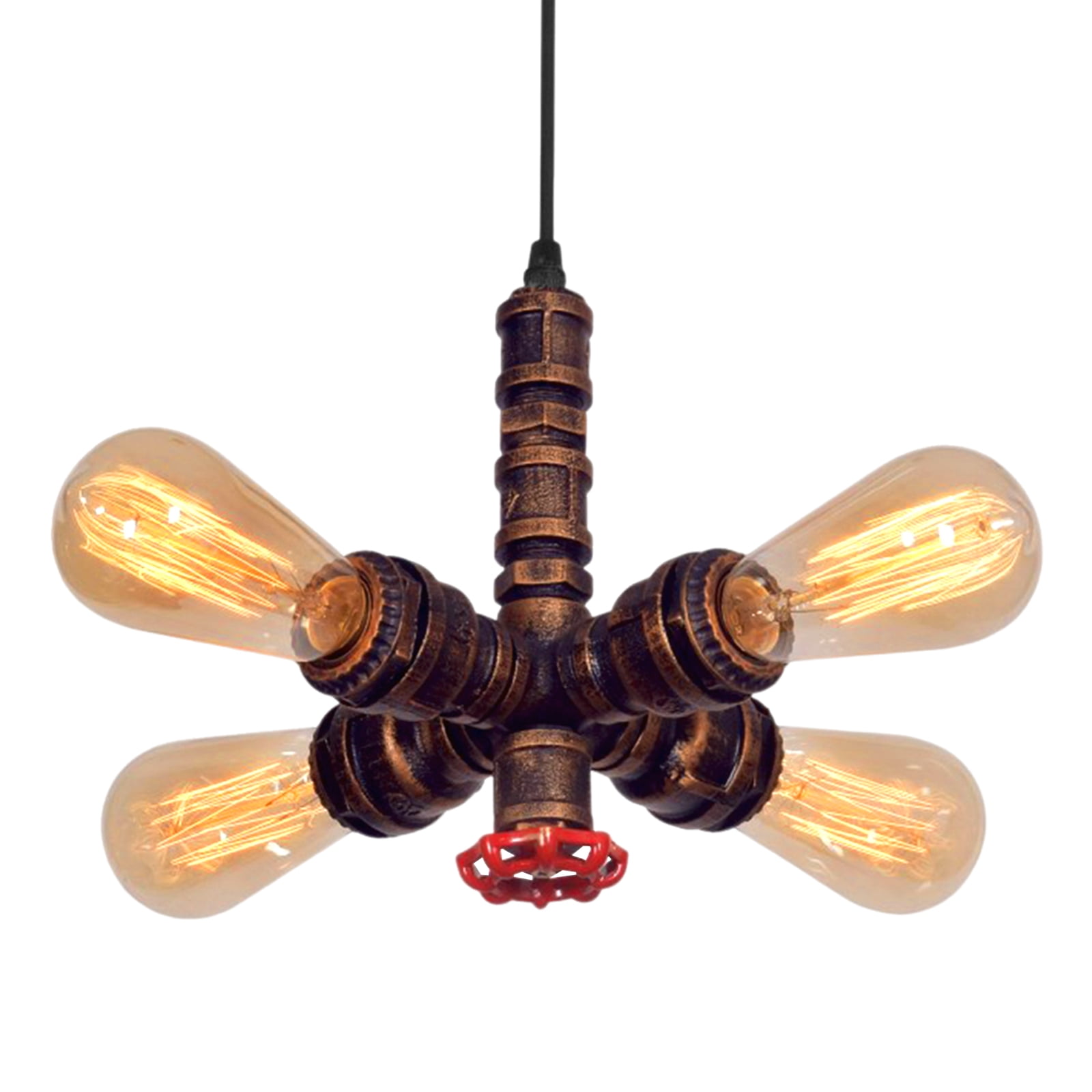 Industrial Vintage Pendant Light, 4 Light Retro Water Pipes Ceiling Ceiling Hanging Lighting Fixture Rustic Chandelier for Restaurant Bar