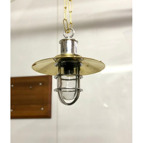 Industrial Vintage Retro Style Aluminum Ceiling Pendant Lamp Fixture with Brass Shade