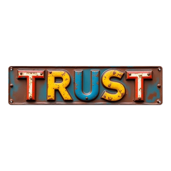 Industrial Wall Art 16*4 inches "TRUST" rusty finish tin signs