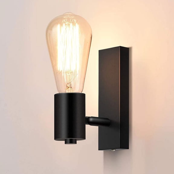 Industrial Wall Light Black Metal Wall Sconce, Retro Wall Mounted Lamp E27 Headboard Lighting Fixture, Adjustable Farmhouse Wall Lamps for Bedroom Bedside Hallway