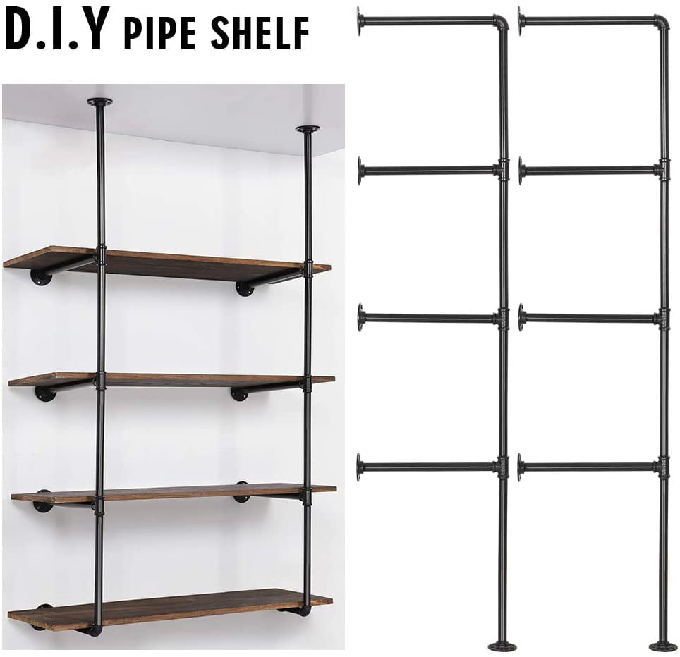 Industrial Wall Mount Iron Pipe Shelf, DIY Open Bookshelf, Retro