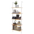 thumbnail image 1 of Industrial Wall-Mounted Ladder Shelf, 5-Tier Modern Bookshelf with Industrial Metal Frame, Bookcase Organize Plant Flower Display Stand for Kitchen, Living-Room, Bedroom, Office, 1 of 7