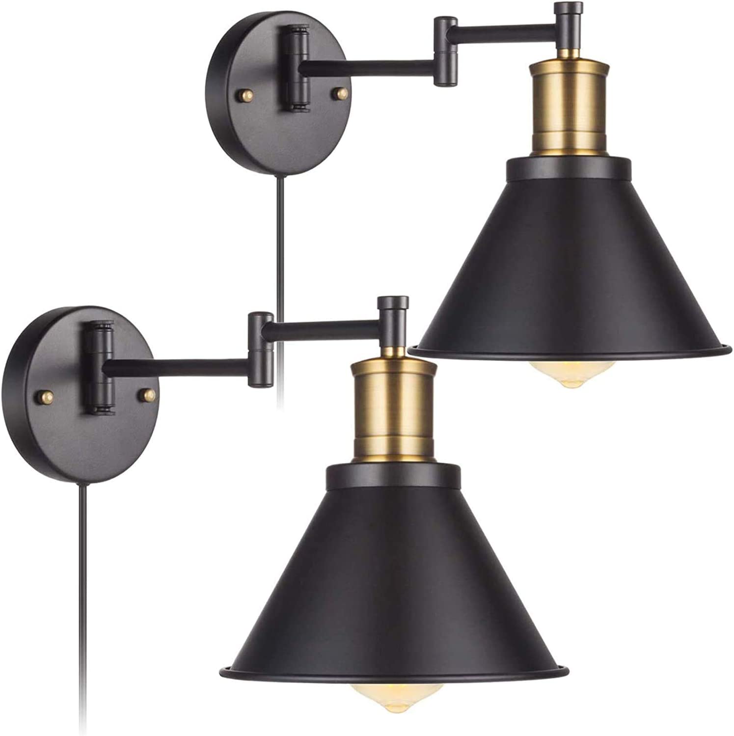 Industrial Wall Sconce Lighting with Plug-in Cord, Swing Arm Wall ...