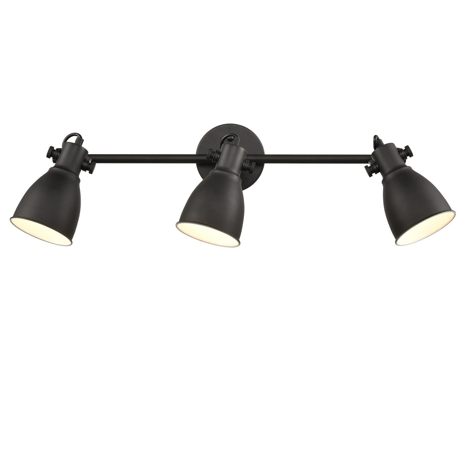 Matte Black Metal 3-Light Adjustable Wall Sconce