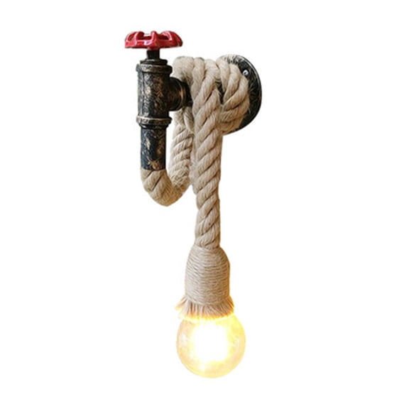 Industrial Wall Sconce Water Pipe Light Fixture Adjustable Retro Water Pipe Rope Wall LampSteampunk Light Fixture