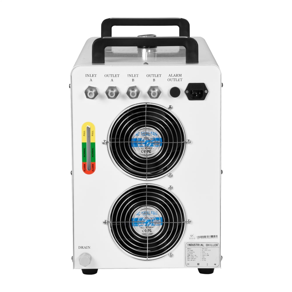 Industrial Water Chiller, 80W-180W Industrial Chiller with 2 Inlets Outlets, 7L Tank Capacity Cooling Machine with Viewing Window for Engraving Cutting