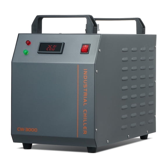Industrial Water Chiller, CW-3000 80W Air-Cooled Water Cooler System - 12L Tank, 12L/min Flow Rate for Laser Engraving Machine Cooling