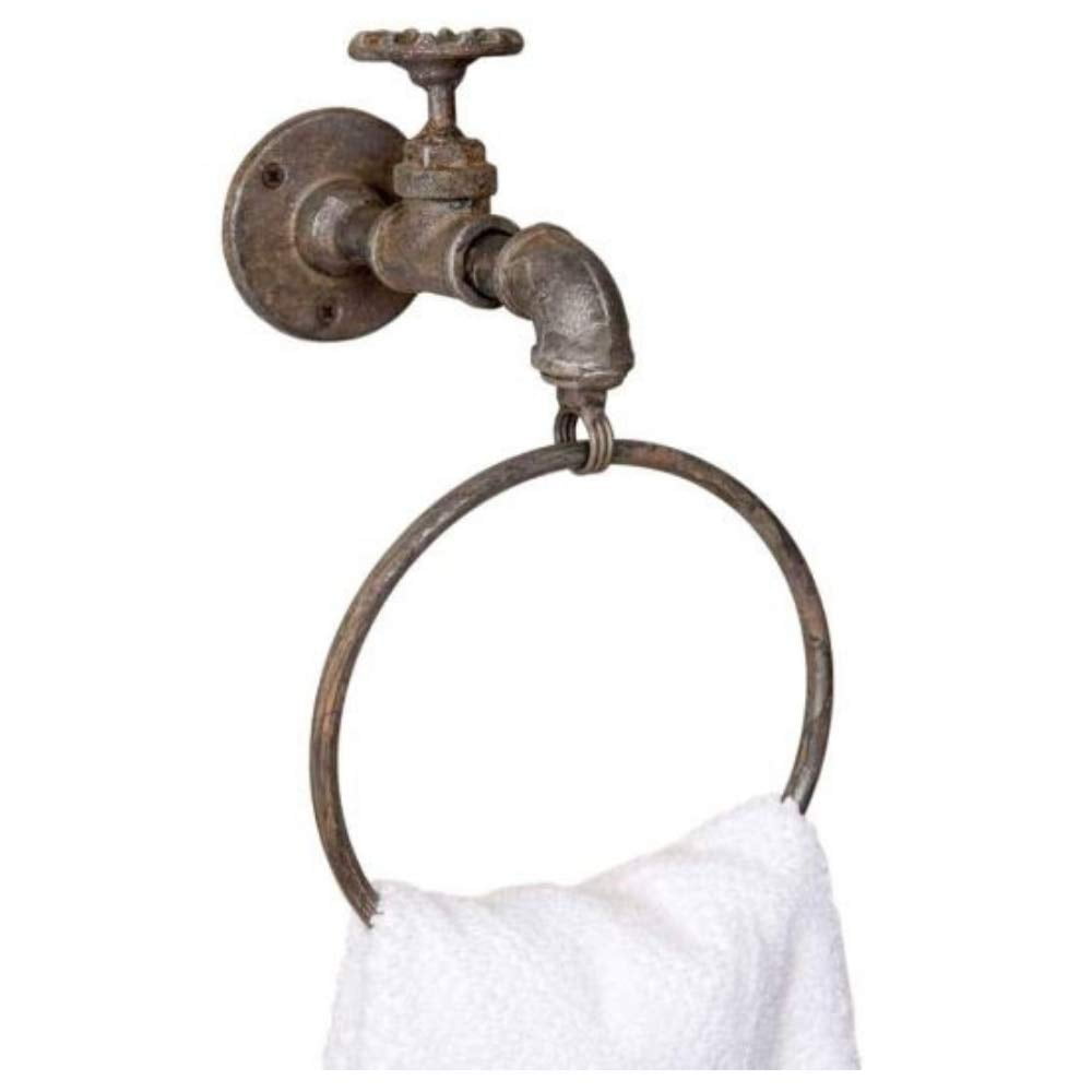 Rustic Industrial Water Spigot Wall Mounted Towel Holder Set