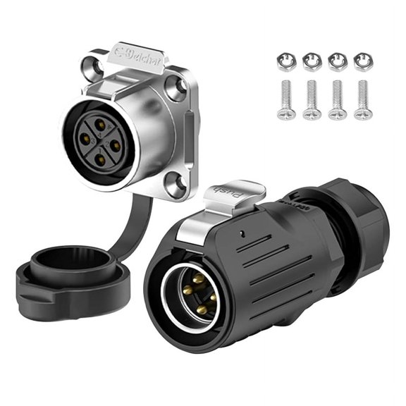Industrial Waterproof Connector IP68 Quick Plugging Circular Connector Anti-Interference Connector (4 Pin)