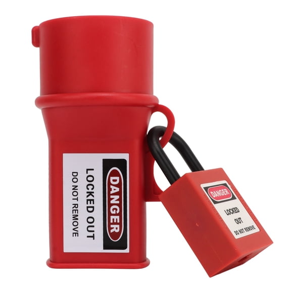 Industrial Waterproof Socket Lockout Device and Nylon Safety Padlock Set with Keys, Safety Plug Lockout Tagout Lock 2 in / 5.08 cm Diameter, Heavy Duty Electrical Isolation Lock