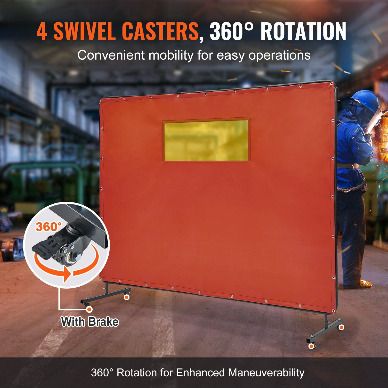 Industrial Welding Protection Screen: 6' x 8' Red Vinyl Curtain on ...