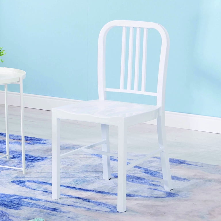 Industrial White Metal Indoor Dining Chair Set of 2 Walmart