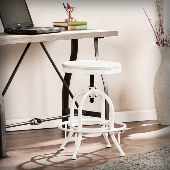 Industrial White Stool with Convertibility / Perfect for Various Tables