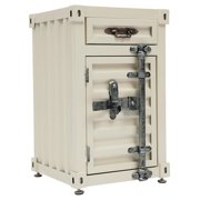 Industrial Wind Bedside Table, End Tables, Container Style Locker Wrought, Iron Bilayer Side Table, Metal Locker Nightstand with Combination Lock for Bedroom, Living Room - Creamy White