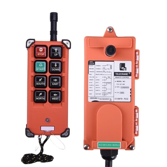 Industrial Wireless Remote Control for Hoist & Overhead Crane, 6 Buttons, Radio Controller System, 1 Transmitter & 1 Receiver, AC/DC 36380V (F21-E1B Type)