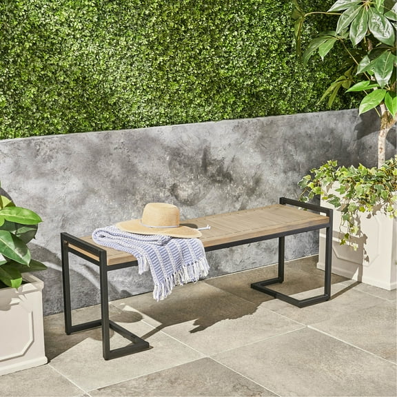 Industrial Wood And Metal Bench For Laundry Room - In Gray, Iron Black, 53.86"x15.57"x19.19", Hand Crafted Handmade Living 53.86"x15.57"x19.19