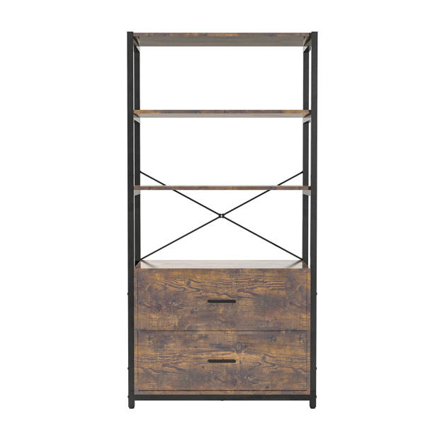 Industrial Wood Bookcase Retro Bookshelf Storage Display Rack Utility