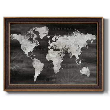 Industrial World Map Premium Framed Canvas- Ready to Hang