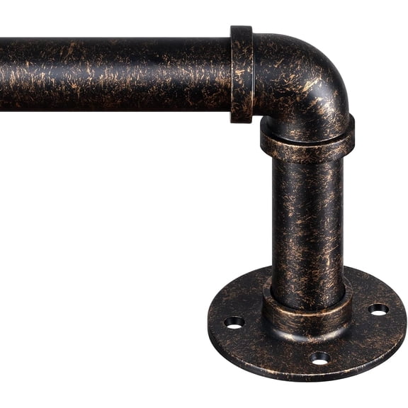 Industrial Wrap Around Black Curtain Rod, 1 Inch, for Windows 66 to 120, Adjustable Drapery Pole, Indoor/Outdoor Room Divider