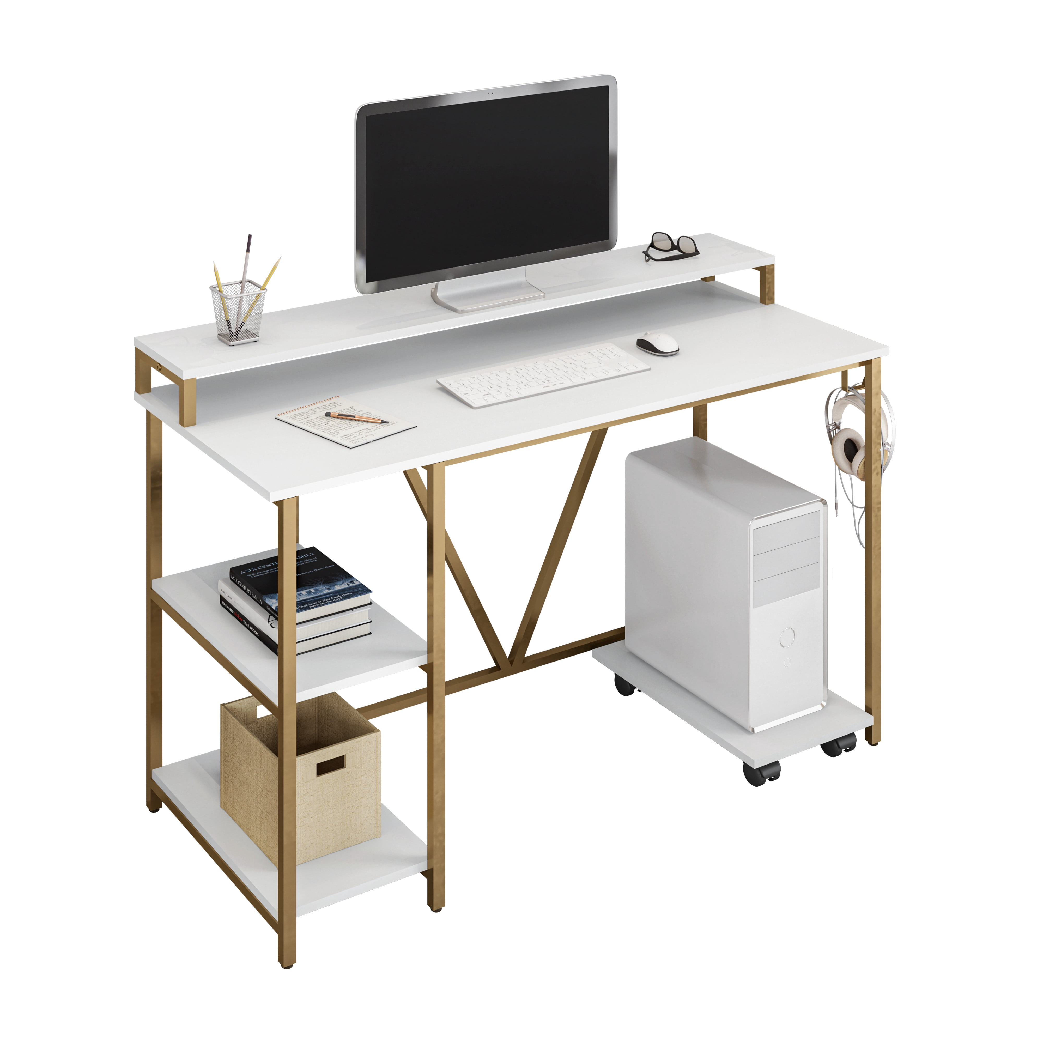 Industrial Writing Desk, Gold
