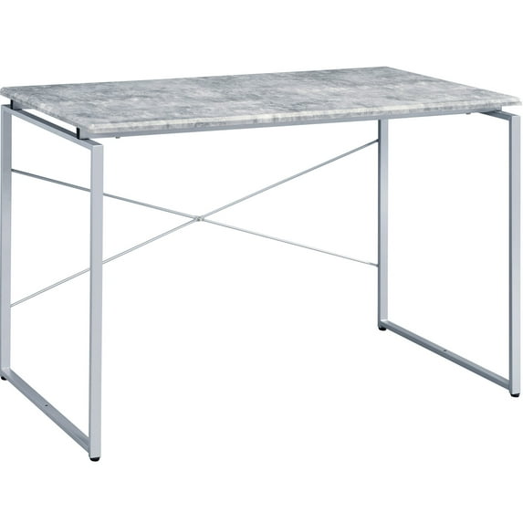 Industrial Writing Desk with Faux Concrete Top - Functional Workspace for Any Area