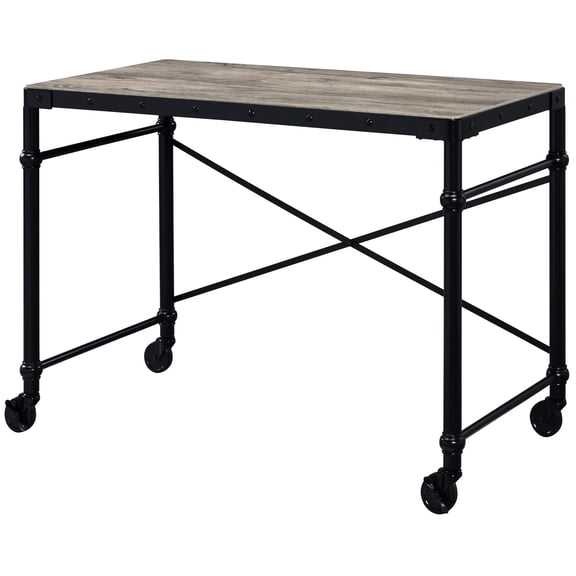 Industrial Writing Desk with Wheels / A Mobile Workspace for Office Use