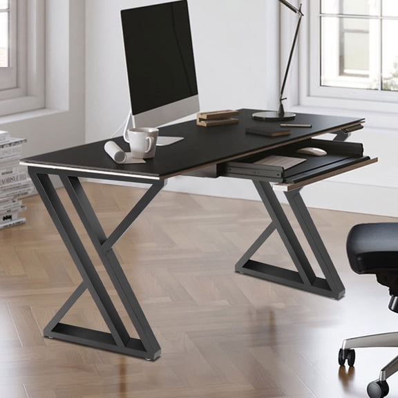 Industrial X-Design Furniture Legs, Iron Material with 300kg Weight Capacity, Black High-Temp Baking Paint, Easy Screw-In Installation for Tables and Desks