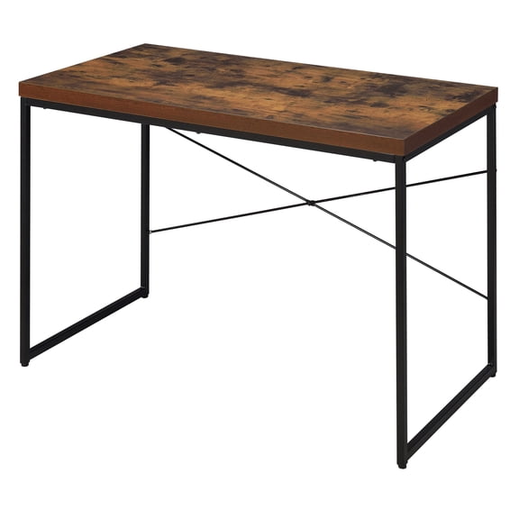 Industrial-chic Desk In Weathered Oak And Black With Metal Sled Modern Solid Support