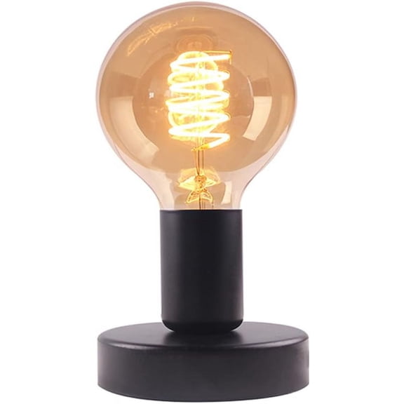 Industrial desk lamp base, small polished metal desk lamp base only base, retro 26/27 Edison screw lamp base, comes with 6-foot long cord with switch plug base (black)