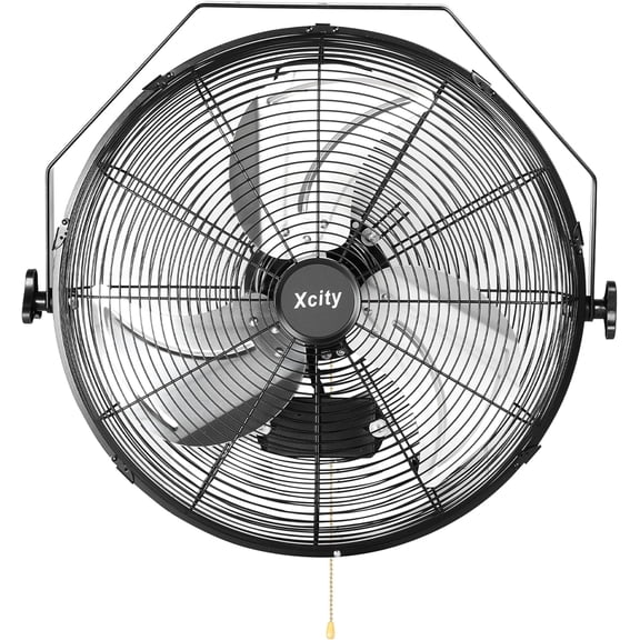 Xcity 18 Inch Garage Wall Mount Fan, 3-speed High Velocity Metal Industrial Fan, Adjustable Tilt, 4200 CFM Aluminum Blades for Warehouse Workshop Greenhouse Commercial