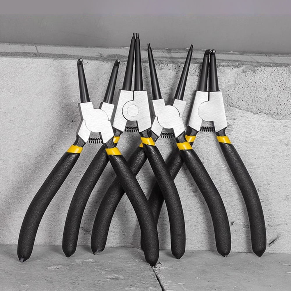 Industrial grade super hard circlip pliers 7 inch internal and external needle nose pliers elbow snap ring pliers set auto repair tools