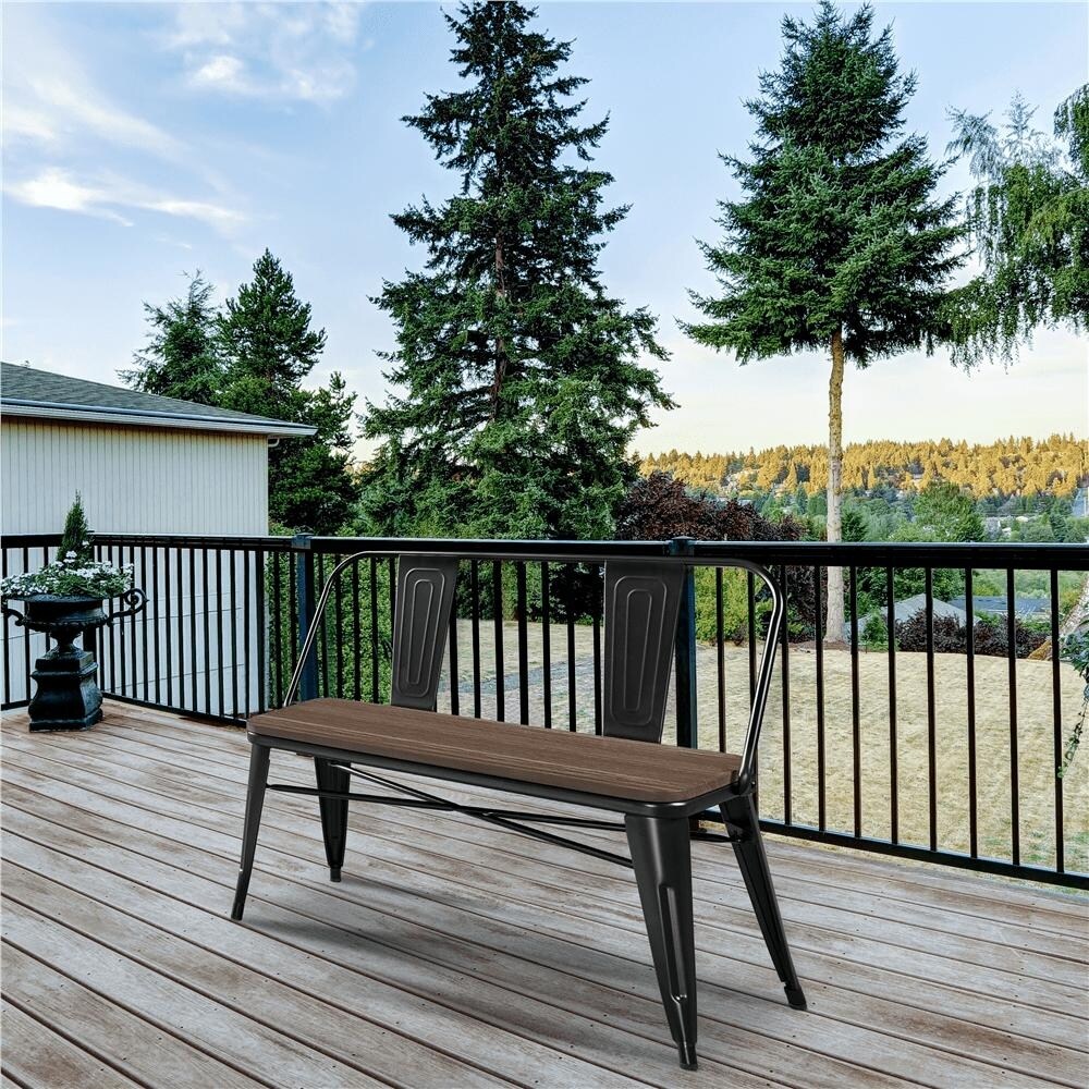 Industrial metal dining bench