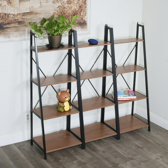 Industrial  style 4-tier shelf ladder bookcase metal frame for storage
