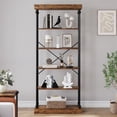 thumbnail image 1 of Industrial style Bookshelf Wood Bookcase 6 Tier Storage Open Rack Shelf with Metal Frame，Display for Bedroom,Living Room and Home Office, 1 of 8