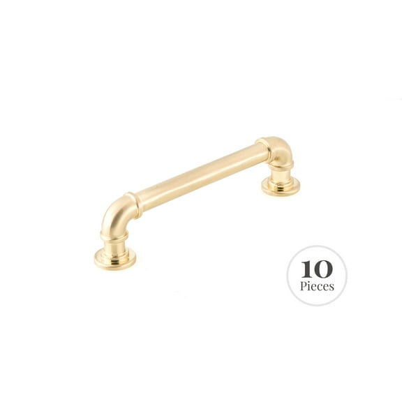 Industrialist RK22091BB 10-Pack Cabinet Industrial Pipe Pull for Kitchen, 128 mm, Brushed Brass