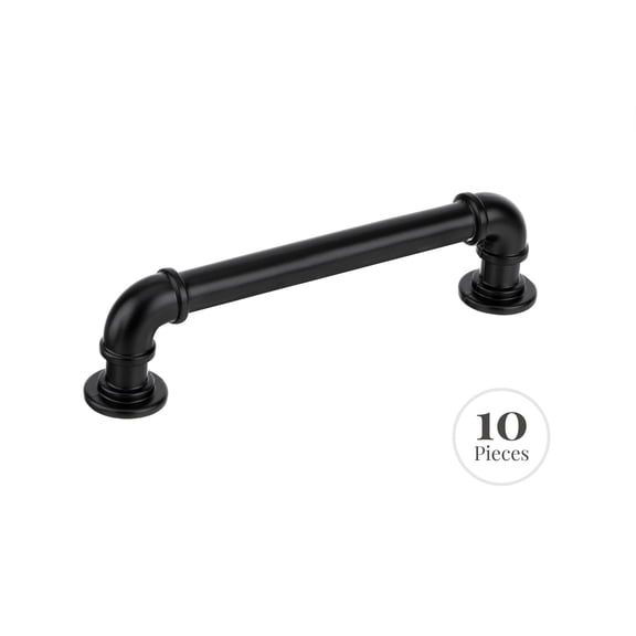 Industrialist RK22091MB 10-Pack Cabinet Industrial Pipe Pull for Kitchen, 128 mm, Matte Black