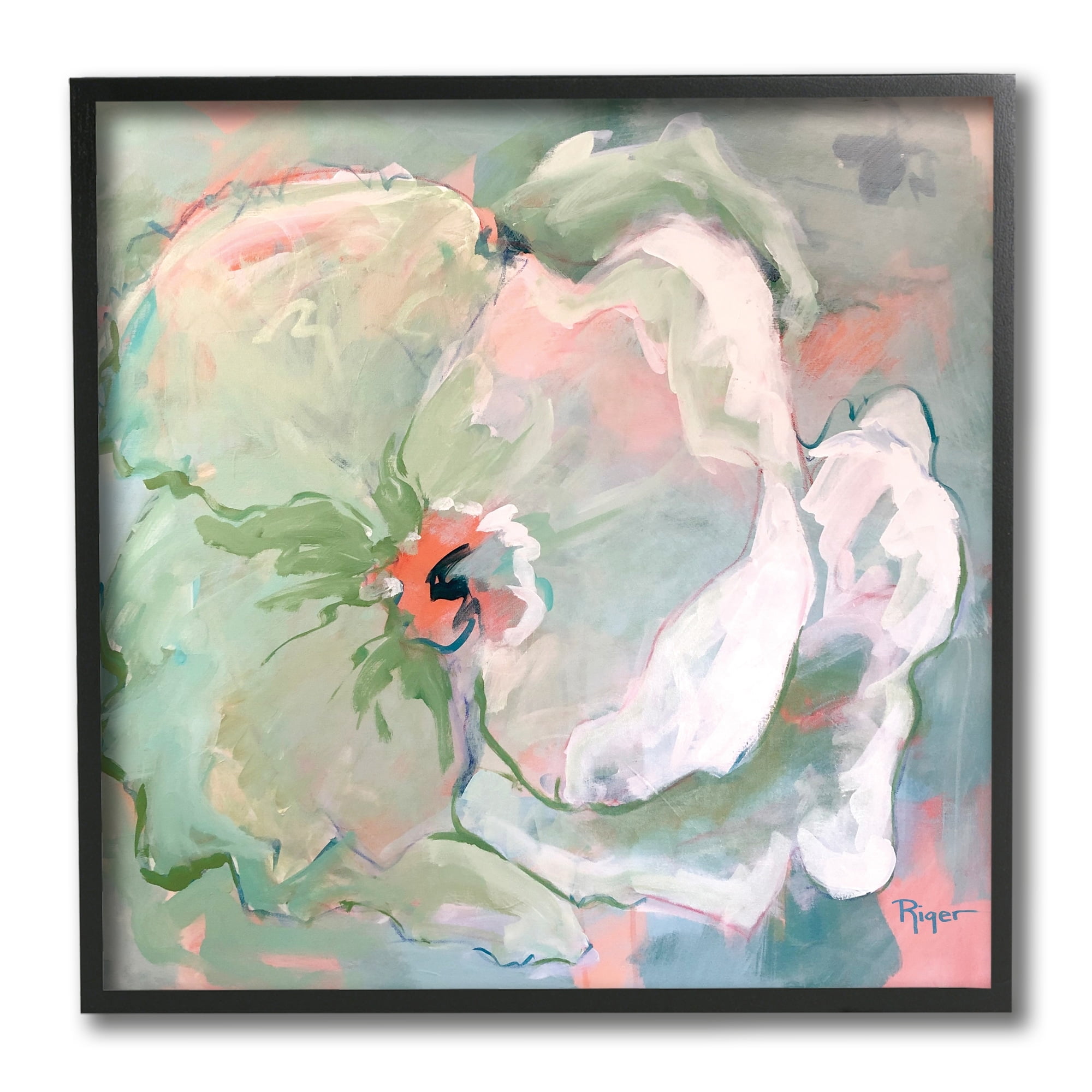 Stupell Industries Abstract Succulent Plant Bloom Green Pink White,12 x 12,Designed by Sue Riger