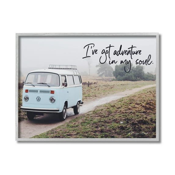 Stupell Industries Adventure In My Soul Phrase Retro Bus Road,16 x 20,Designed by Susan Ball