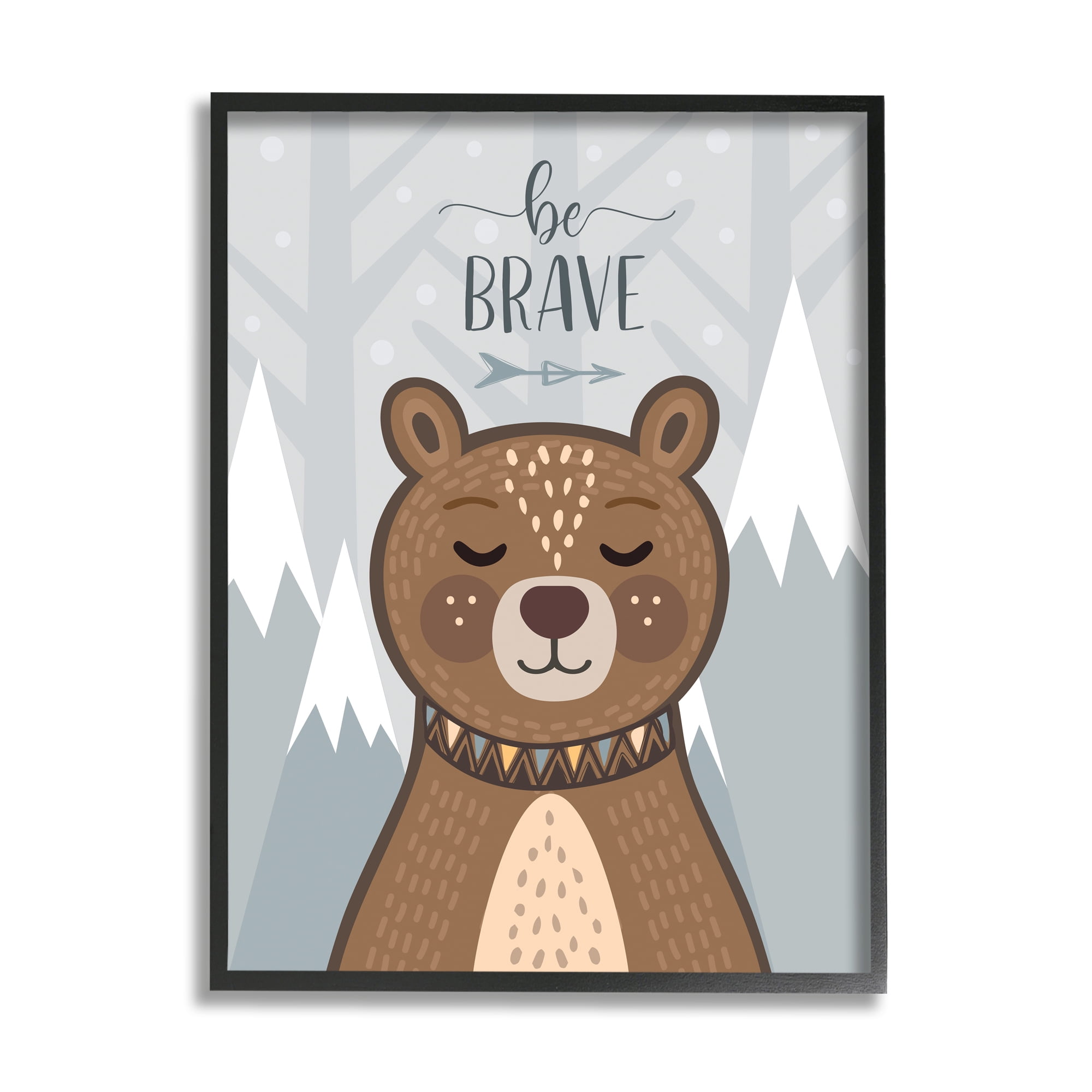 Industries Be Brave Sentiment Soothing Mountain Bear 11 in x 14 in Framed Painting Art Prints, by Stupell Home Décor