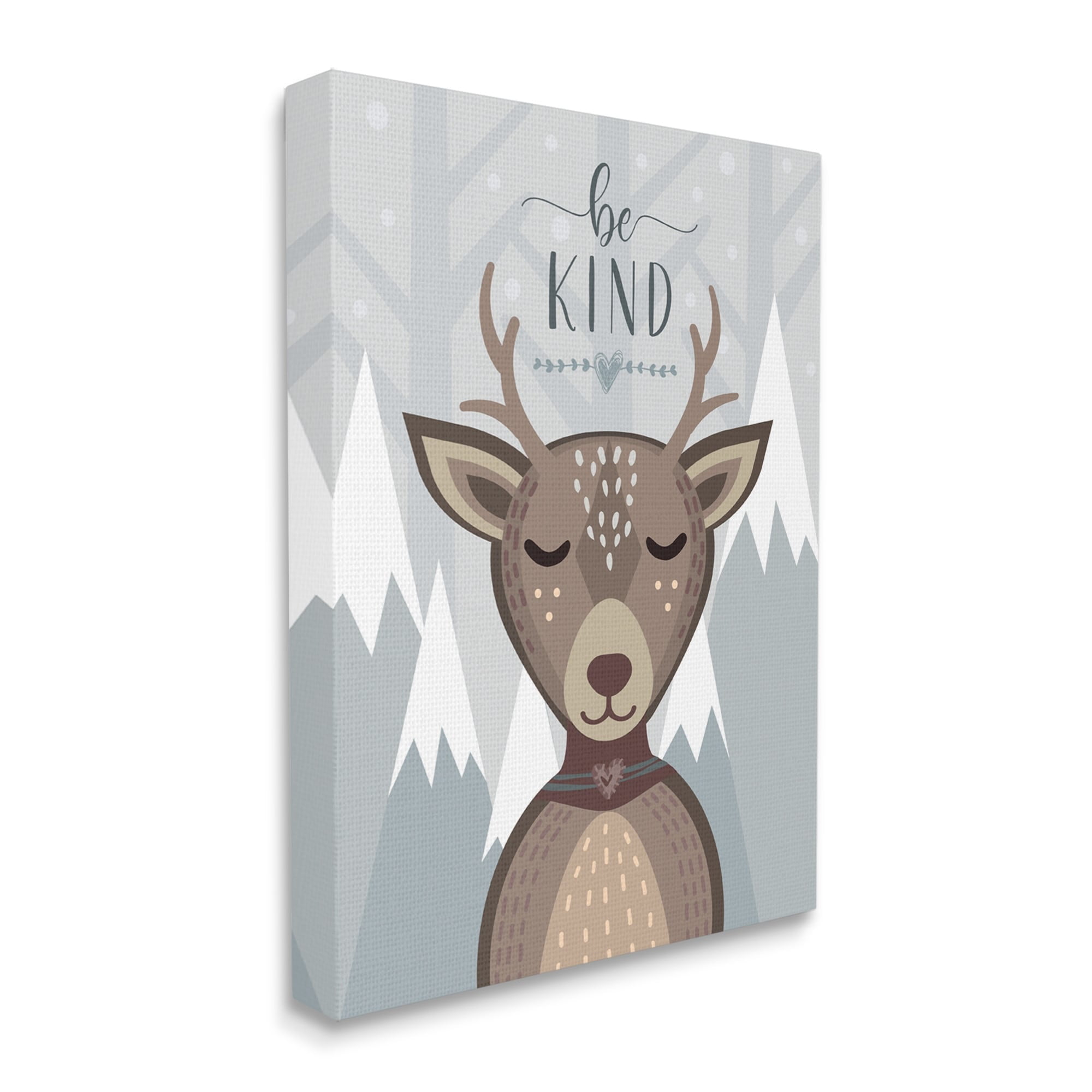 Stupell Industries Be Kind Sentiment Cartoon Deer Snowy Mountains,36 x 48,Designed by AE Design