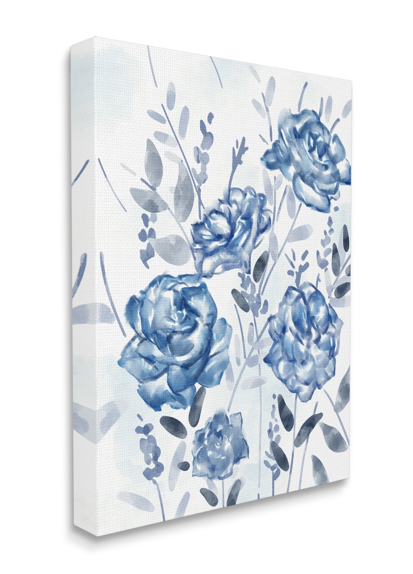 Industries Blue Rose Garden Abstract Toile Florals 36 in x 48 in Painting Canvas Art Print, by Stupell Home Décor