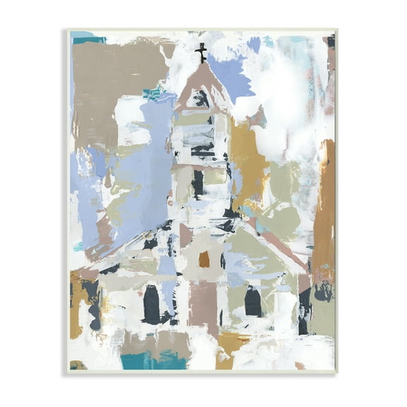 Stupell Industries Nautical Patchwork Abstraction Soft Blue Beige Abstract Painting Black Framed Art Print Wall Art, 11 x 14