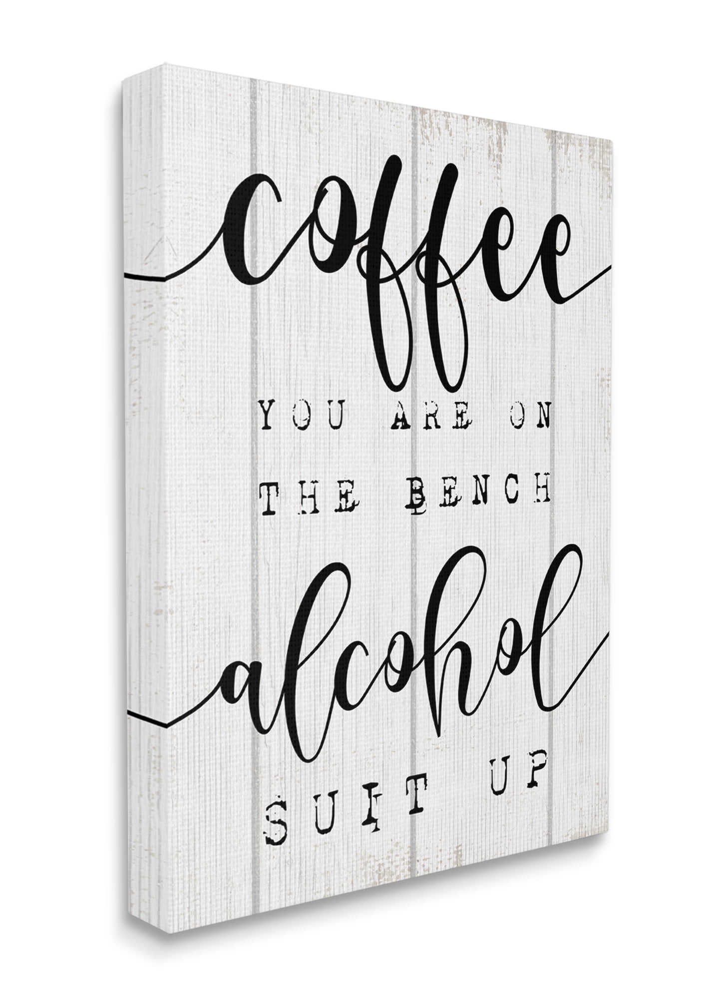 Industries Coffee Benched Alcohol Suit Up Phrase Sports Pun 24 in x 30 in Drawing Canvas Art Print, by Stupell Home Décor