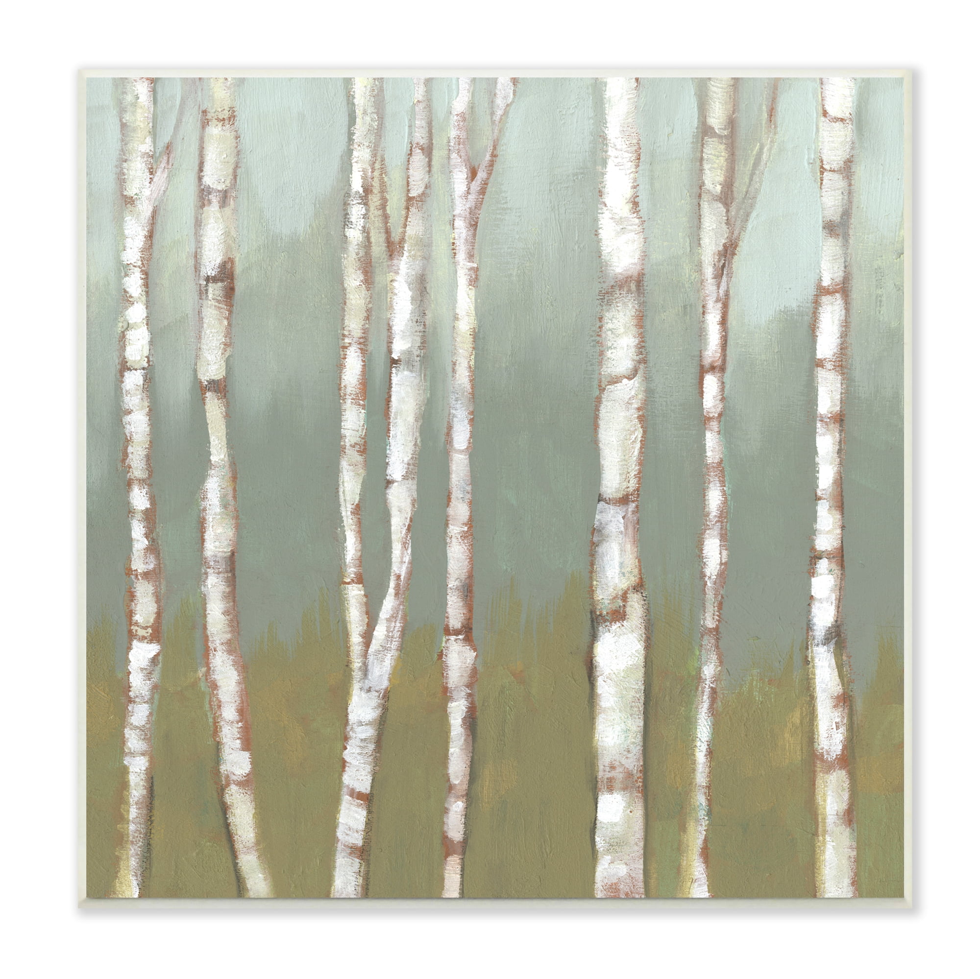 Industries Contemporary Birch Tree Forest Striped 12 in x 12 in Framed Oil Paint Painting, by Stupell Home Décor
