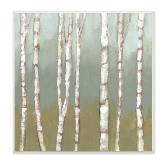 Industries Contemporary Birch Tree Forest Striped 12 in x 12 in Framed Oil Paint Painting, by Stupell Home Décor