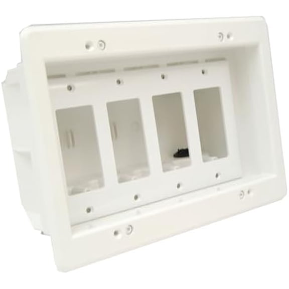 Industries DVFR4W-1Recessed Electrical Outlet Mounting Box with Paintable Wall Plate, 4-Gang, 4 Gang, White$$Tools