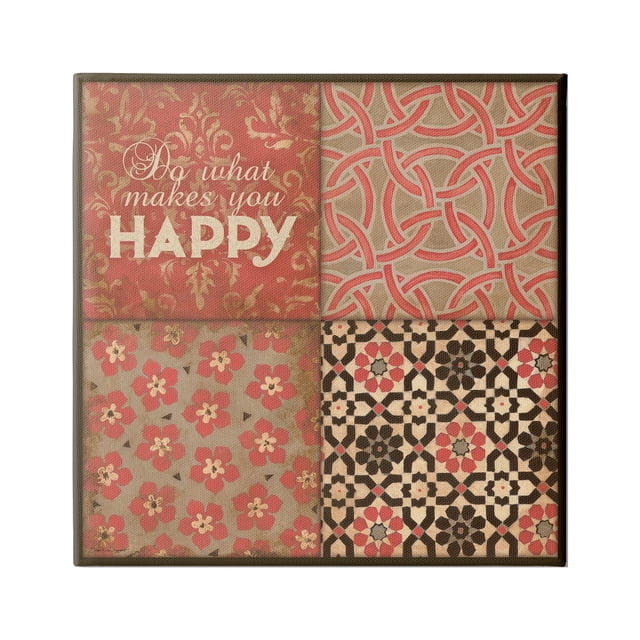 Industries Do What Makes You Happy Red Patterns 36 in x 36 in Framed Painting Canvas Art Print, by Stupell Home Décor