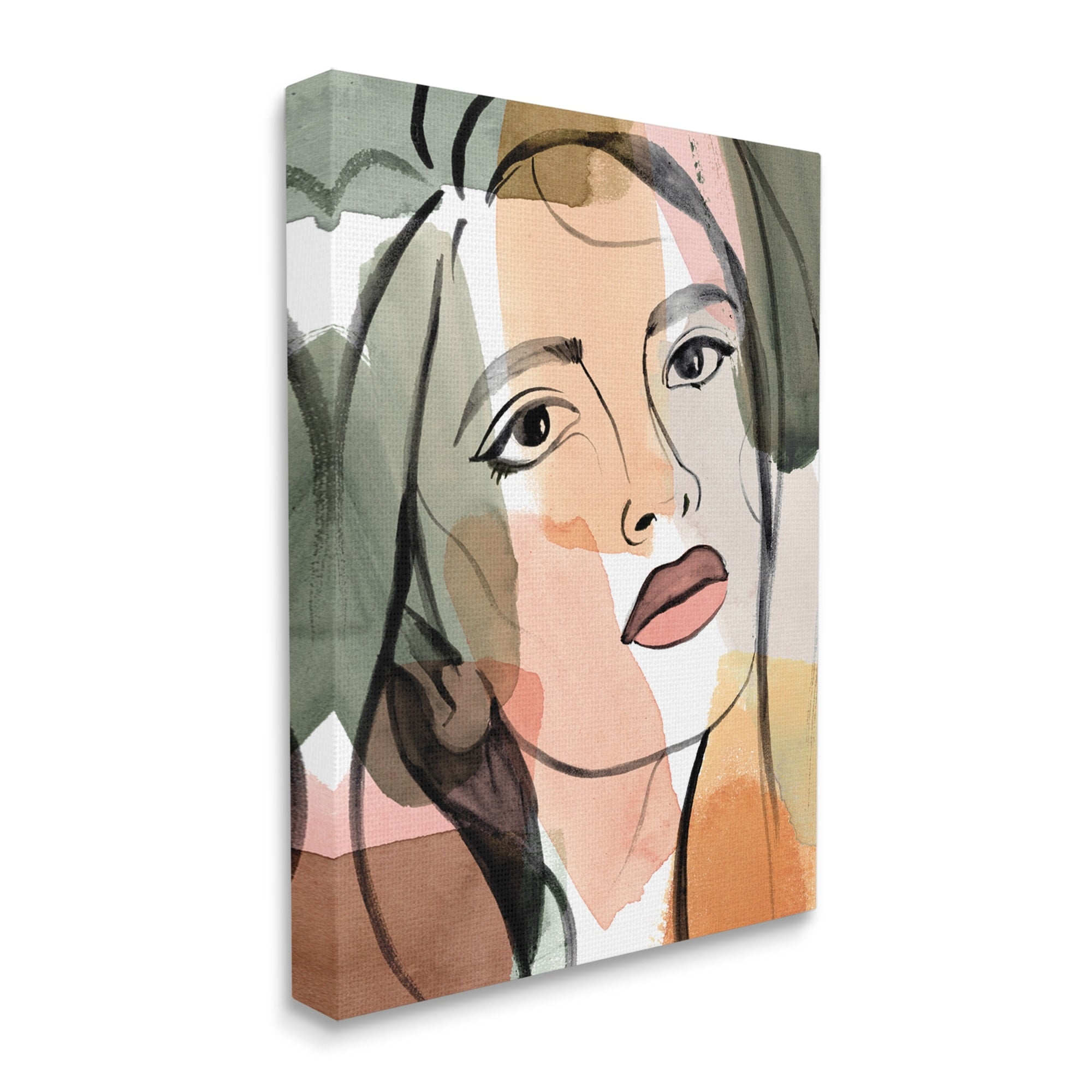 Stupell Industries Female Portrait Bold Lips Abstract Paint Strokes,30 x 40,Designed by Annie Warren