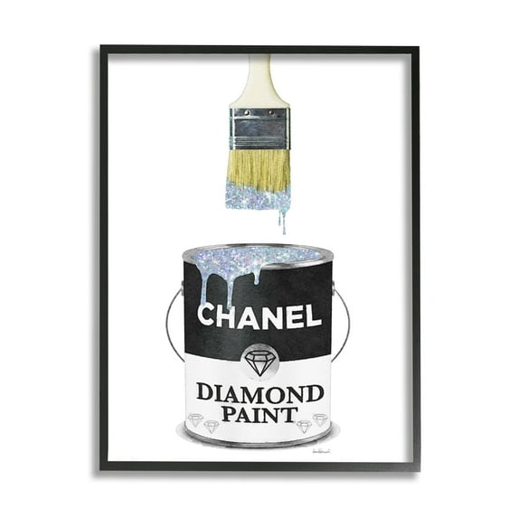 Industries Glam Pop Fashion Diamond Paint Deluxe Designer Black 24 in x 30 in Framed Painting Art Print, by Stupell Home Décor