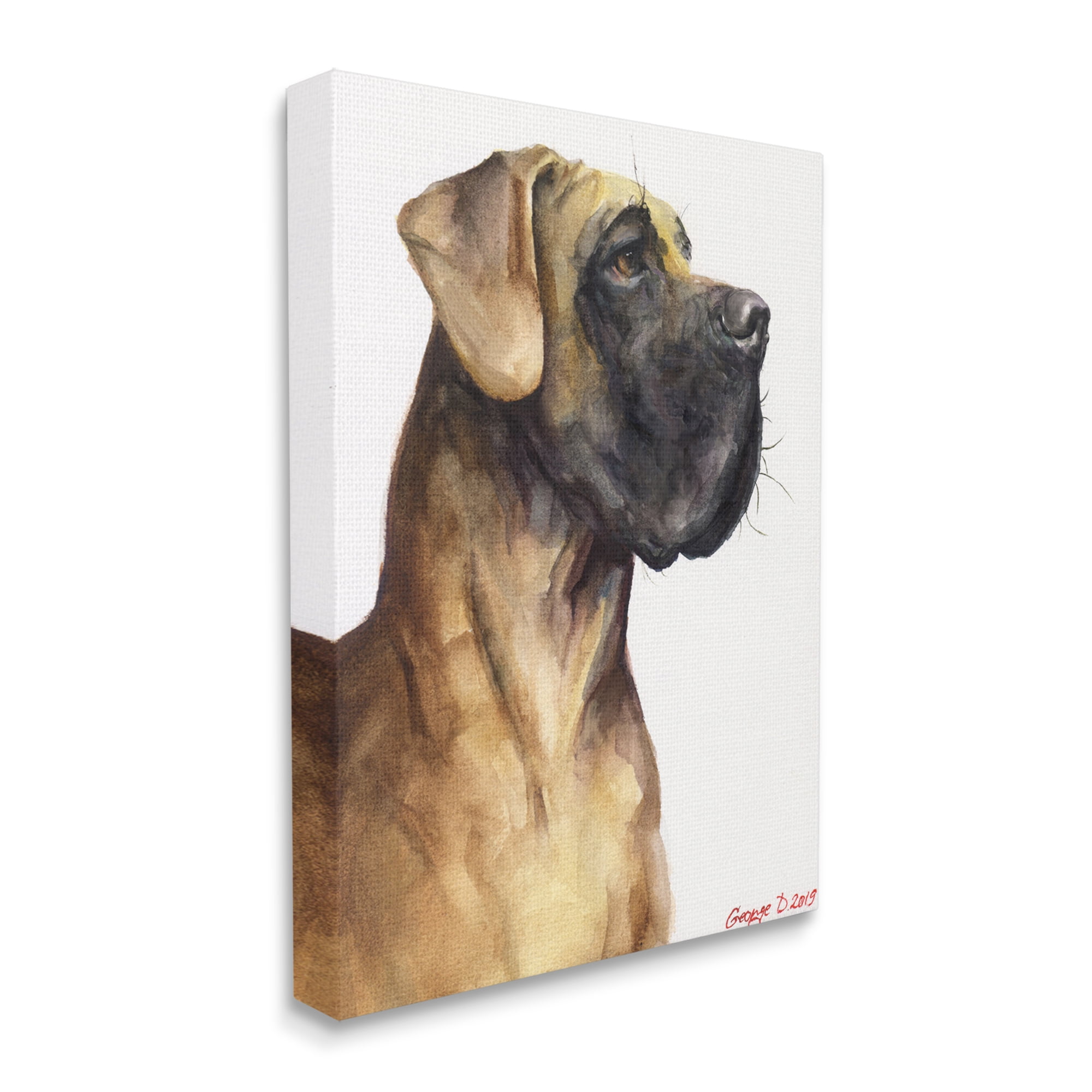Stupell Industries Great Dane Pet Dog Portrait Strong Pose Canvas Wall Art, 16 x 20, Design by George Dyachenko
